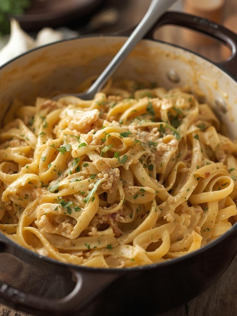 One Pot Creamy Garlic Pasta served