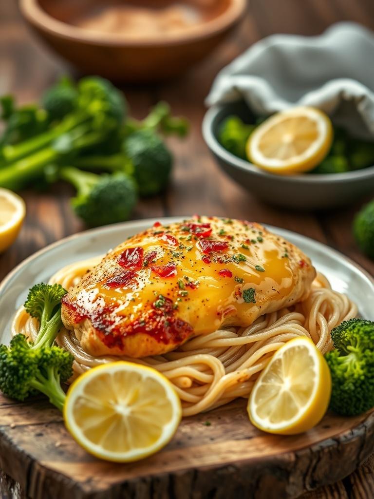 Cowboy Butter Lemon Bowtie Chicken with Broccoli