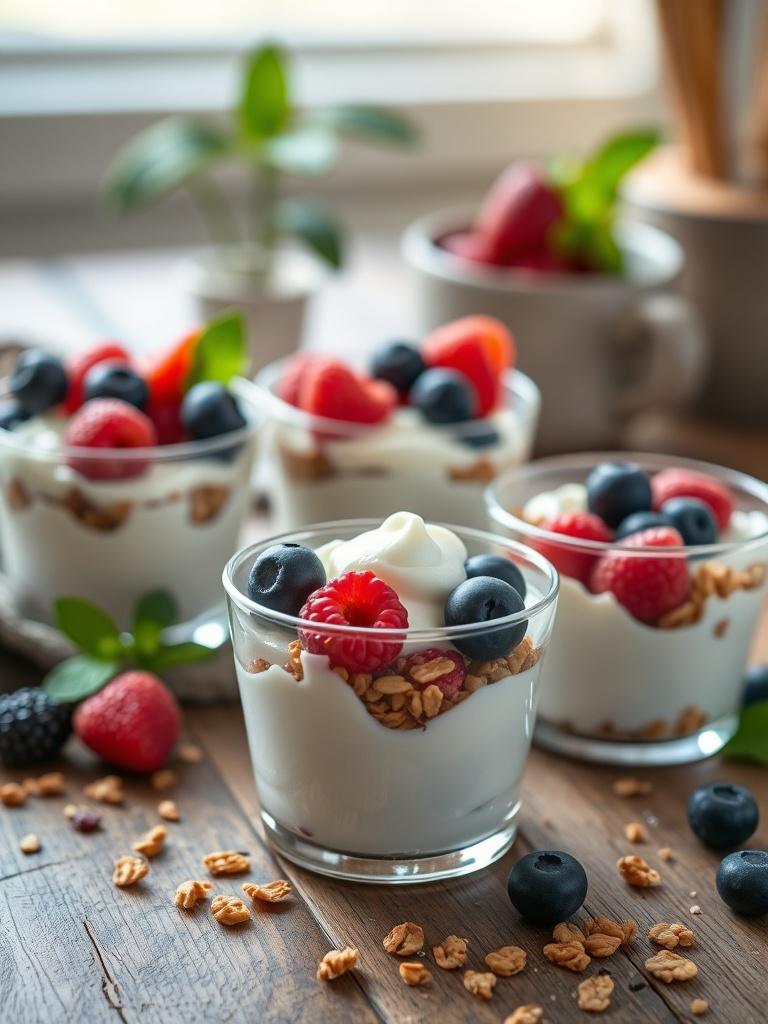 Frozen Yogurt Granola Cups with Berries