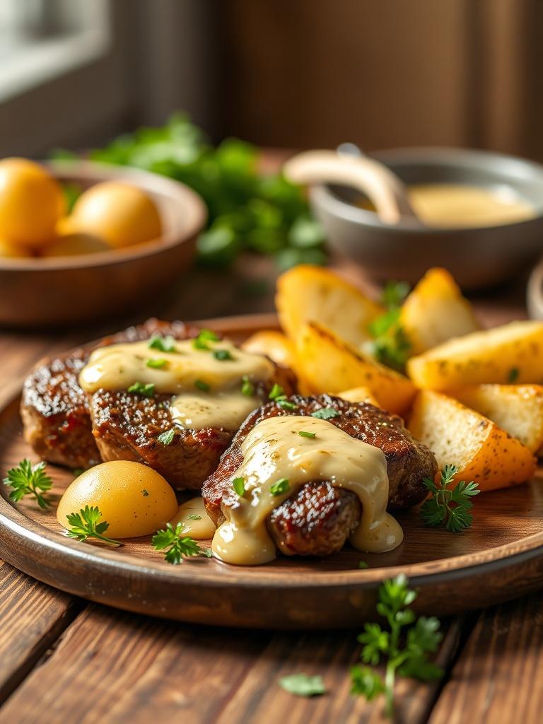 Garlic Butter Steak Bites and Potatoes