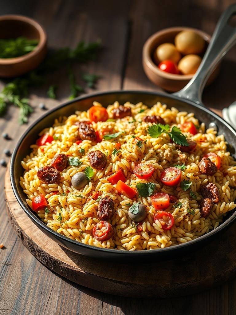 Mediterranean Orzo Skillet