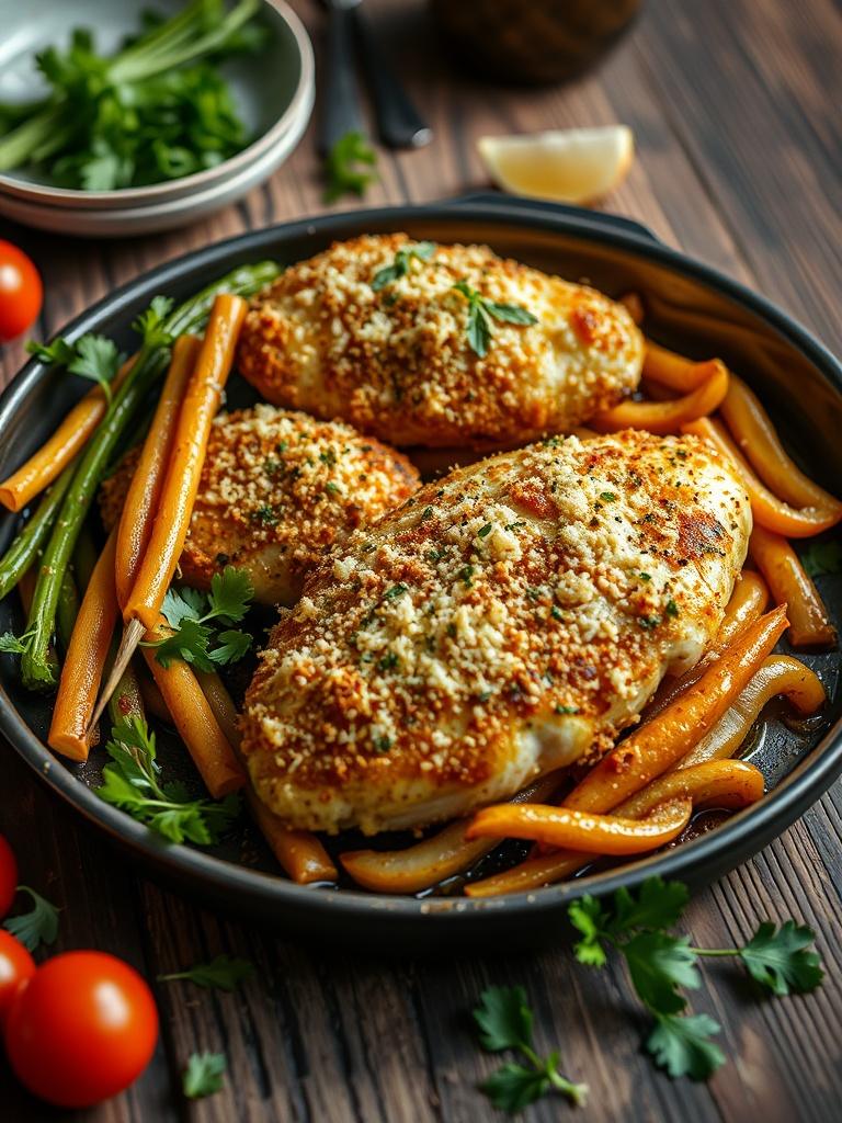Parmesan Crusted Chicken Sheet Pan Dinner
